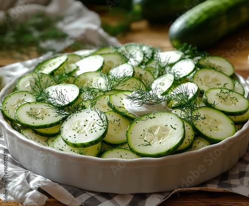 Polish Mizeria cucumber salad with sour cream and dill