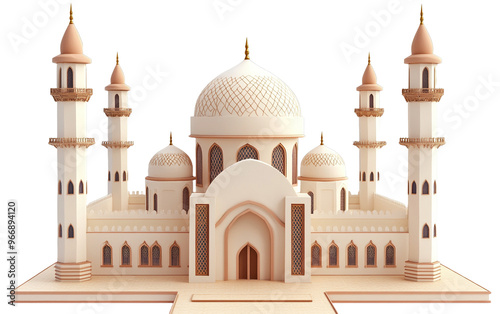 3d illustration of mosque on white background,png