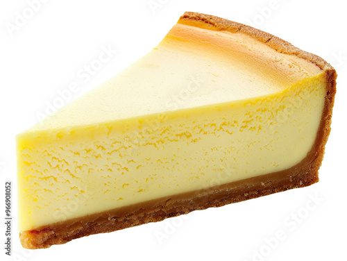 Piece of cheesecake isolated on transparent background, top view