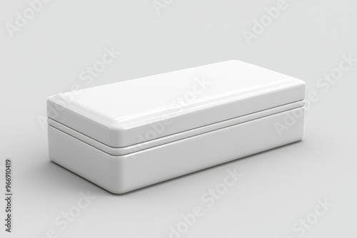 White Rectangular Box with Rounded Edges and Lid