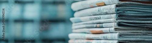 Stack of newspapers showcasing printed news in a modern setting, perfect for media or editorial use.