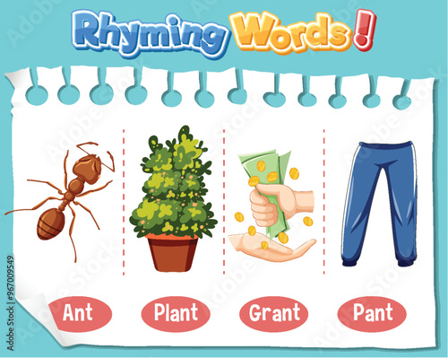 Rhyming Words Educational Illustration