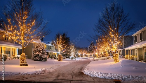 Christmas holiday lights in neighborhood 