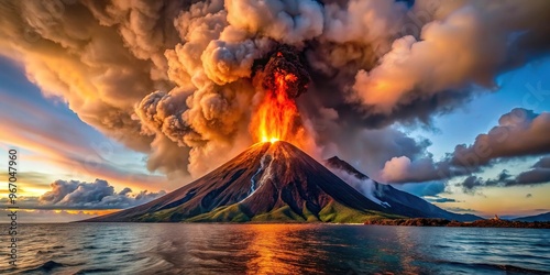 Volcanic eruptions in Krakatoa and Hawaii seen from low angle