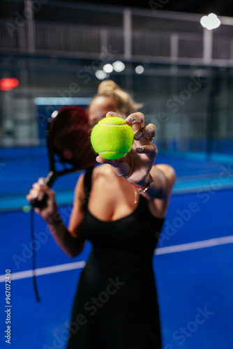 Close up shot of a padel ball