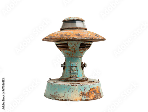 a rusty metal object with a round top