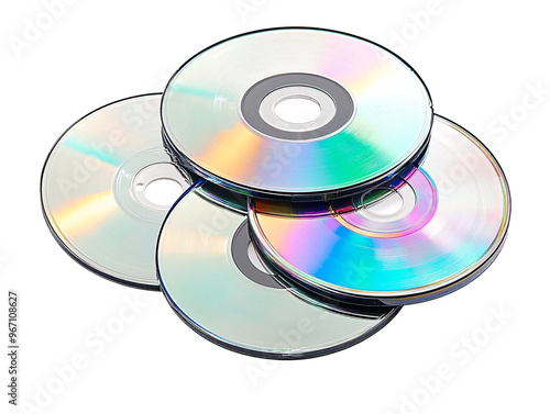 a pile of cds on a white background