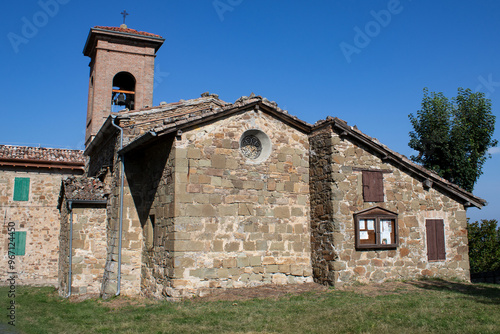 Tuscan-Emilian Apennine church, historic stone architecture in countryside