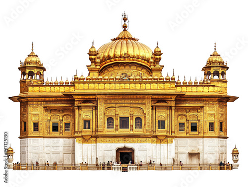 a large gold building with domes with Harmandir Sahib in the background