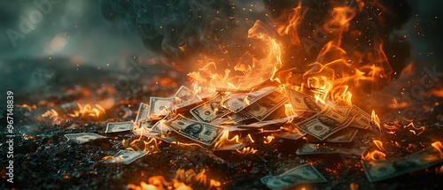 Pile of burning money