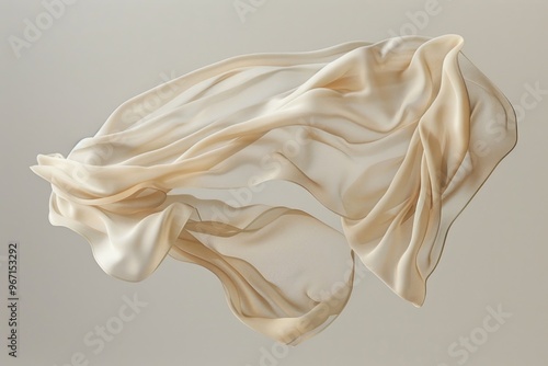 A close-up view of a piece of cloth floating in mid-air, with a sense of movement and energy