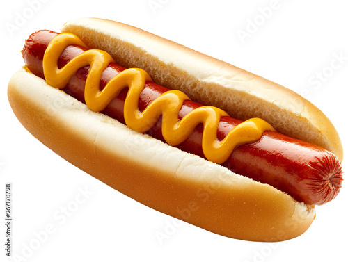 a hot dog with mustard on it