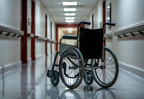 wheelchair in hospital corridor