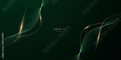 green abstract background design with elegant golden elements vector illustration