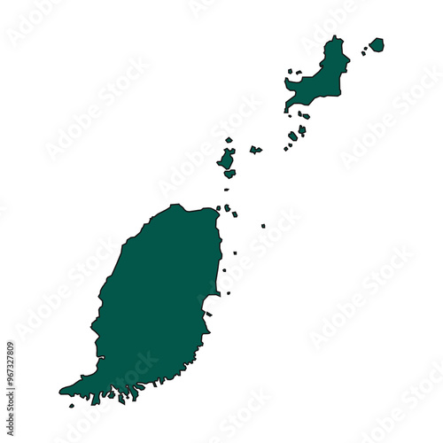 Grenada map silhouette isolated on transparent background