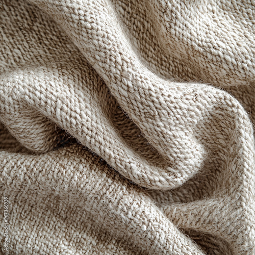 Woolen knitwear close-up, white and brown pattern, fashion material