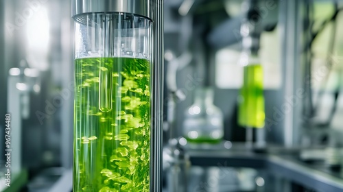 Green Liquid in a Glass Tube in a Laboratory Setting