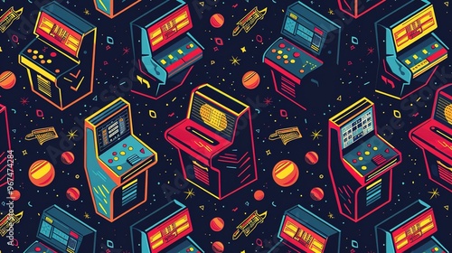 Retro arcade pattern wallpaper