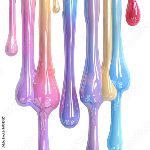 Colorful Dripping paint isolated on png background.