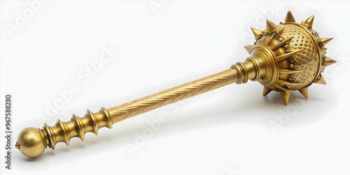 Ancient gold mace isolated on white background, Ancient, Gold, Mace, Weapon, Archaeology, History, Antique, Civilization