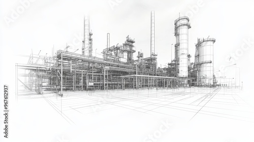 Industrial equipment rendered in wireframe style with layers of visible and invisible lines separated.