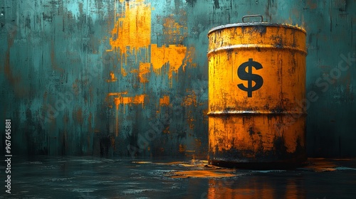 Leaking Water Tank: A water tank with an interest rate symbol leaking, showing a gradual depletion of financial resources, Medium shot, eye-level composition, focusing on the person's engagement with