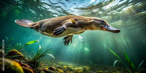 platypus underwater world murky waters moody atmosphere