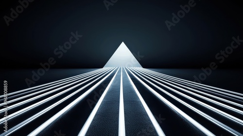 Lines of light converging into a single point at the top of a triangle, symbolizing transparency, leadership, and unity in decision-making under corporate governance principles