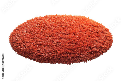 A vibrant orange oval shaggy rug with a fluffy texture, perfect for adding warmth and style to any room decor.