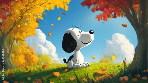 Snoopy inspired 2D cartoon illustration