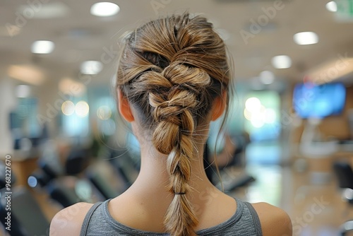 Woman with Blonde Hair in Braids Facing Away from the Camera