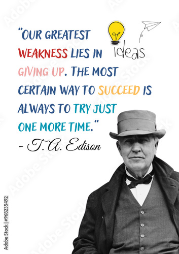 Thomas Alva Edison - “Our greatest weakness lies in giving up. The most certain way to succeed is always to try just one more time.”