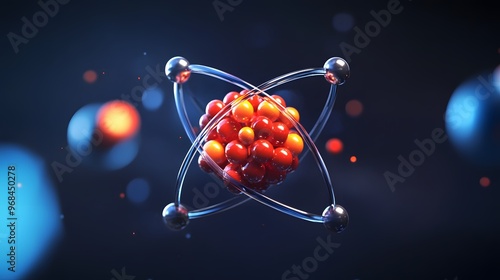 77. A depiction of the atomic nucleus with protons and neutrons