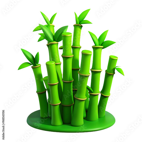 3D model of fresh green bamboo shoots gathered into a bush