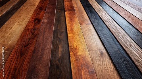 Dark hickory flooring meets rustic cherry wood furniture swatches, displaying the perfect balance of rich earth tones and warm, inviting textures