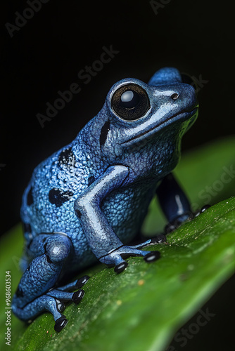 Blue poison dart frog (Dendrobates tinctorius azureus) found in southern Suriname