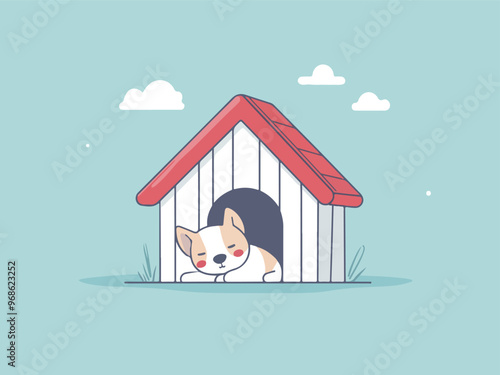 Sleeping Dog in Doghouse