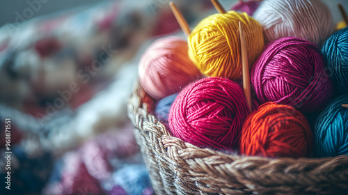 Vibrant Close-Up of Assorted Knitting Yarn Balls