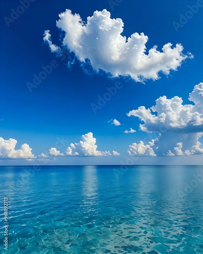 mar azul en calma bajo cielo azulado