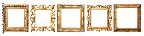 Vintage gold frame png cut out element set