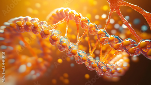  DNA strands in shades of orange and yellow