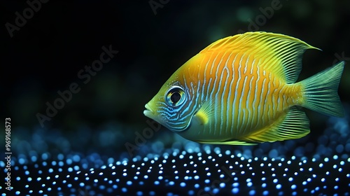 Glowing zebra soma scopas fish with dark lights picture