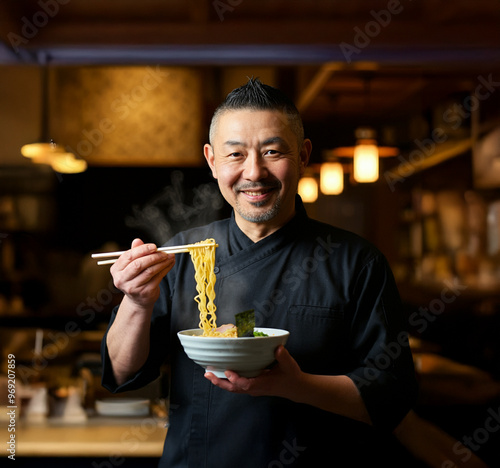 日本の人気ラーメン店のオーナーのイメージ