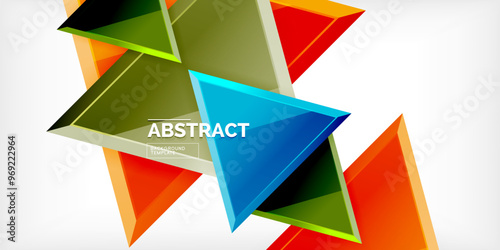 Abstract background - colorful triangles with 3d effect. Vector Illustration For Wallpaper, Banner, Background, Card, Book Illustration, landing page