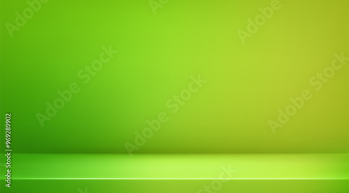 3d abstract bright green studio room background. Turquoise empty gradient backdrop. Product minimal interior mockup. Scene for product presentation. Vector illustration.