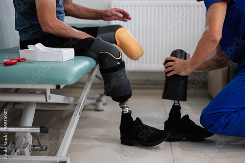 Prosthetic fitting and adjustment in rehabilitation clinic