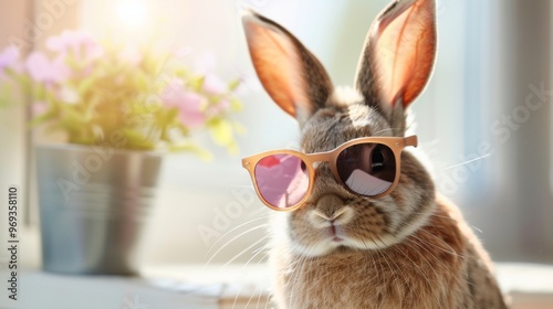 Rabbit with sunglasses illustration ai generated