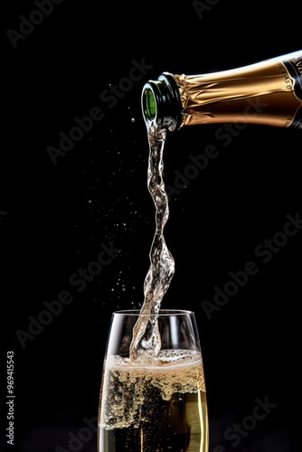 Champagne bottle pouring