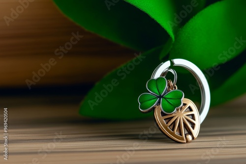 A lucky charm keychain, with a tiny horseshoe or four-leaf clover, meant to bring good fortune