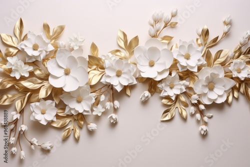 White gold floral border jewelry flower art.